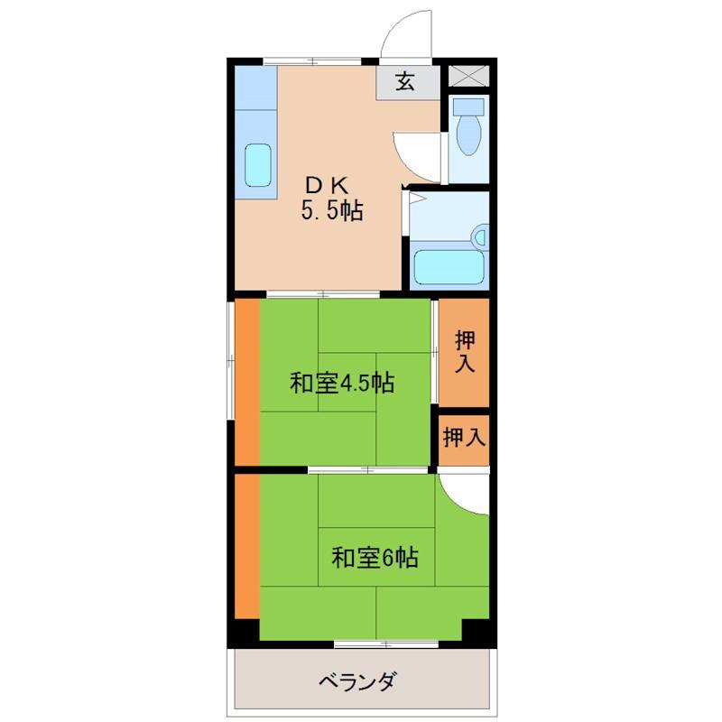 シャルム南台Ⅱ(2DK/3階)の間取り写真