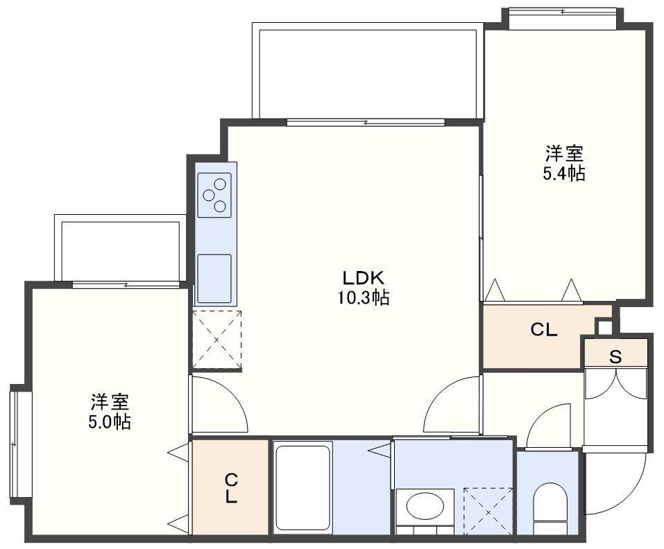 ノール住吉(2LDK/3階)の間取り写真