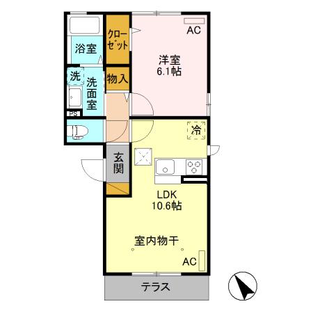 ＪＲ両毛線 佐野駅 徒歩20分 3階建 築8年(1LDK/1階)の間取り写真