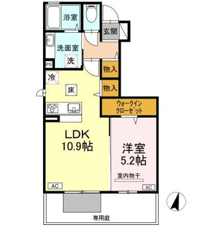 ソレイユ(1LDK/1階)の間取り写真