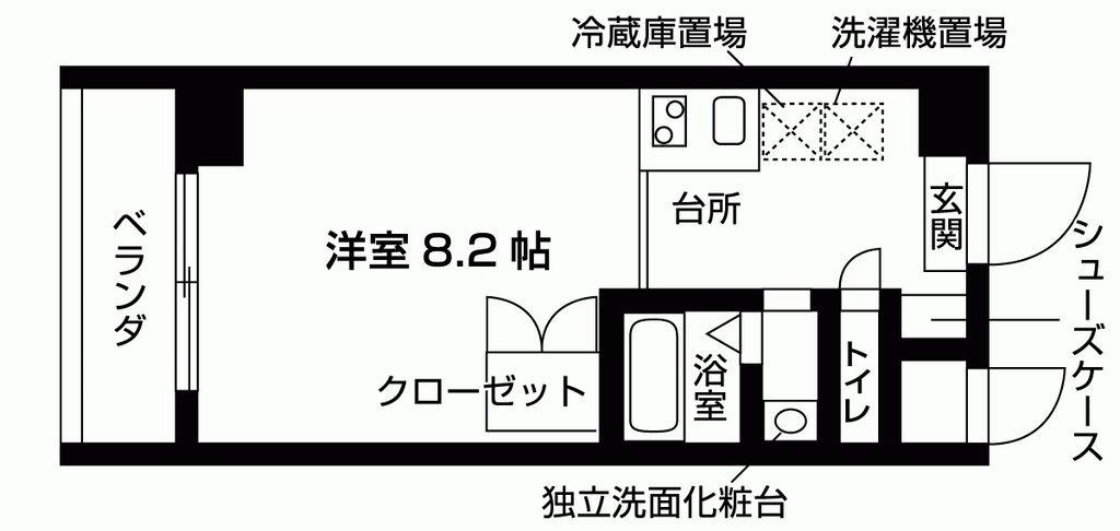 ドルミトリオ天神(1K/4階)の間取り写真