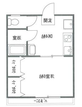 バーデンメモリアル市川(1DK/2階)の間取り写真