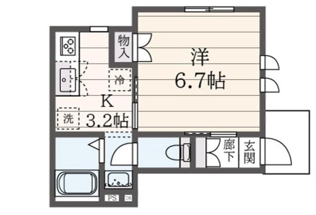 ピュイメゾン.E(1K/1階)の間取り写真