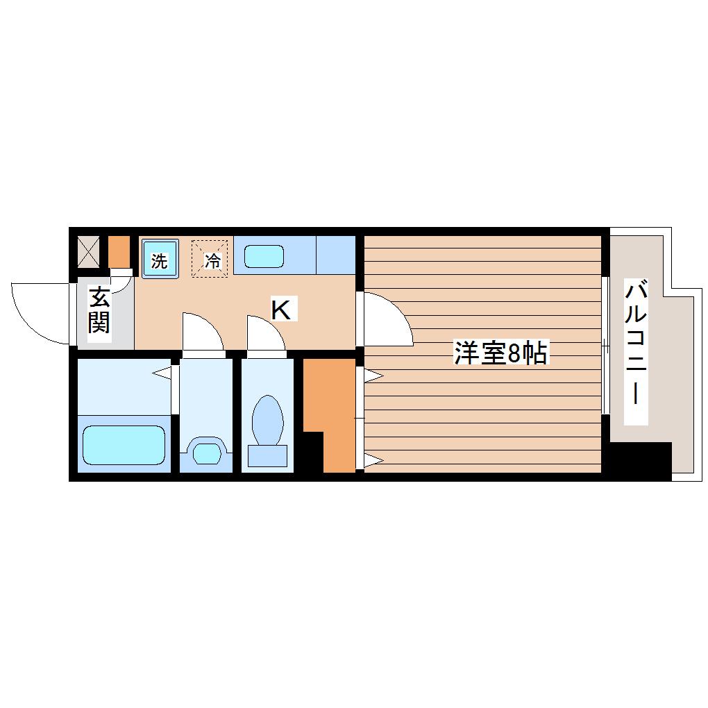 シティマンション木町通(1K/4階)の間取り写真