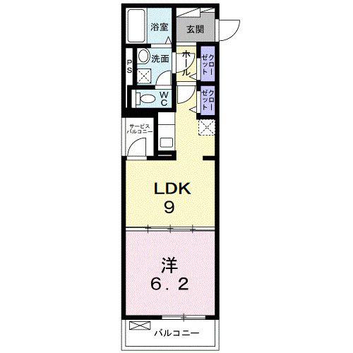 リズミン(1LDK/1階)の間取り写真