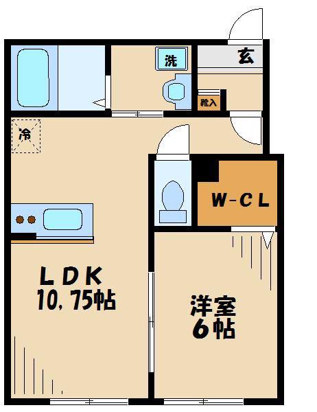 シャンティ芦花(1LDK/2階)の間取り写真