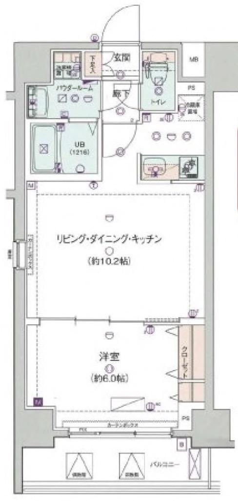 GENOVIA錦糸町IISKYGARDEN(1LDK/6階)の間取り写真