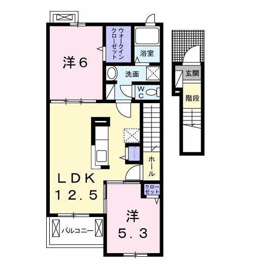 HIKARISU I(2LDK/2階)の間取り写真