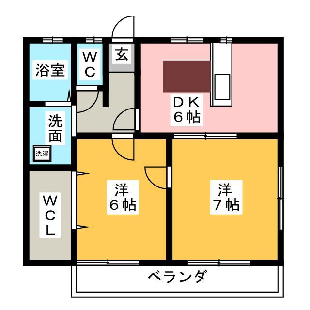 ＪＲ東海道本線 興津駅 徒歩8分 2階建 築22年(2DK/1階)の間取り写真
