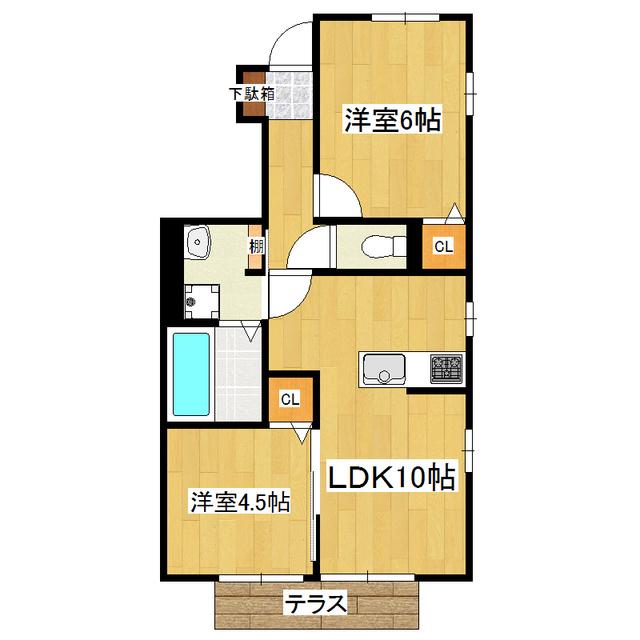 MAHALO(2LDK/1階)の間取り写真
