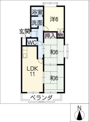 フローレス鹿山(3LDK/1階)の間取り写真