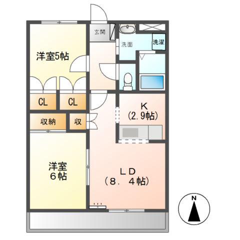 アドバンスハイツ(2LDK/1階)の間取り写真