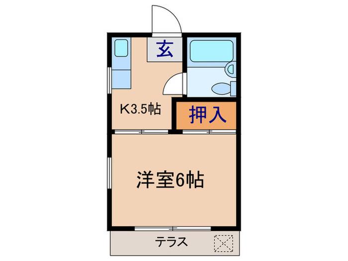 ホワイトコートKAYA(1K/1階)の間取り写真