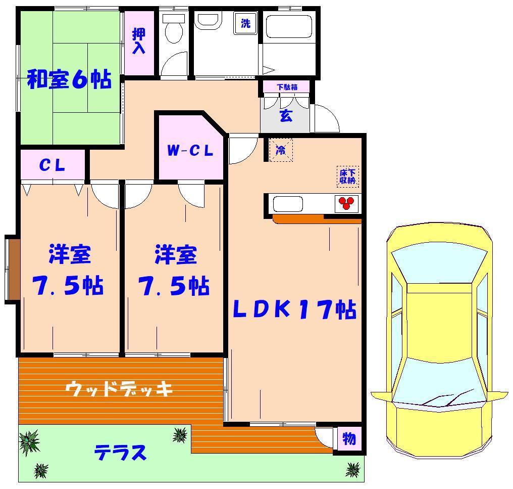 ミモザヤマノ(3LDK/1階)の間取り写真
