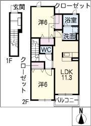 ドリームパレスII(2LDK/2階)の間取り写真