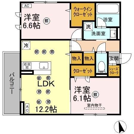 D-RESENA花ヶ島(2LDK/2階)の間取り写真