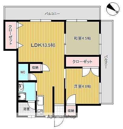メゾンドブランシュ鴨池(2LDK/2階)の間取り写真