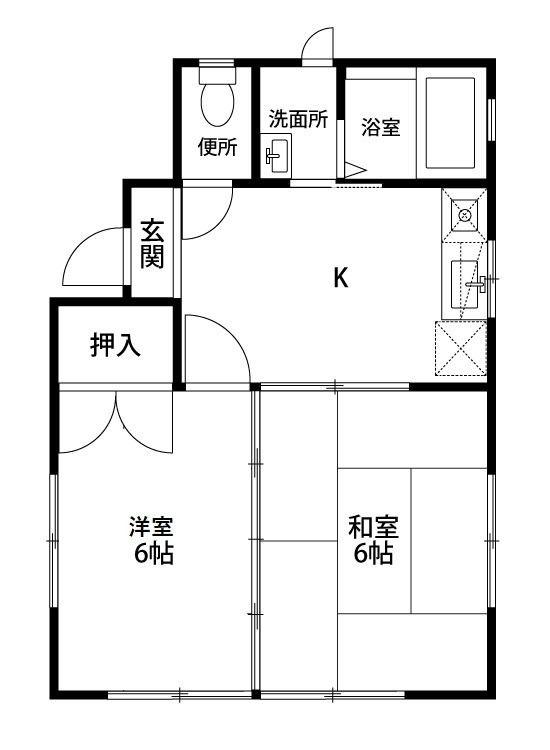 ミキハイツ(2DK/2階)の間取り写真