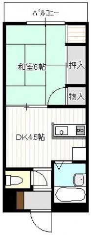 メゾン丸子山P付(1DK/2階)の間取り写真