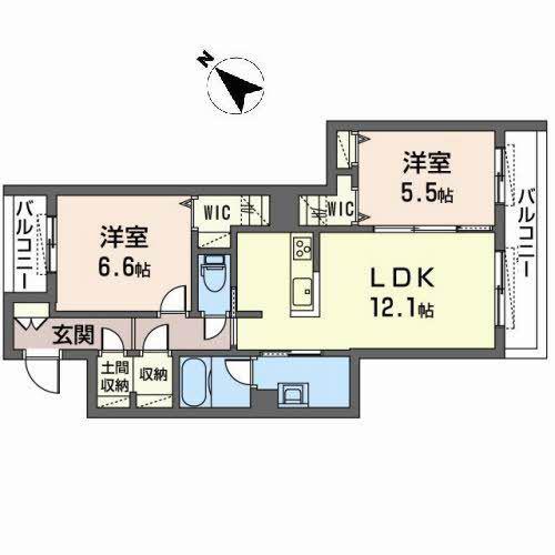 シャーメゾンソルテ(2LDK/3階)の間取り写真