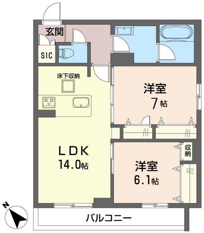 トラストメゾンしらぎく(2LDK/1階)の間取り写真