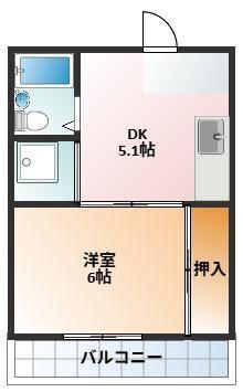 城東マンション(1DK/1階)の間取り写真