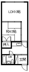 東ハイツ8・8(1DK/4階)の間取り写真