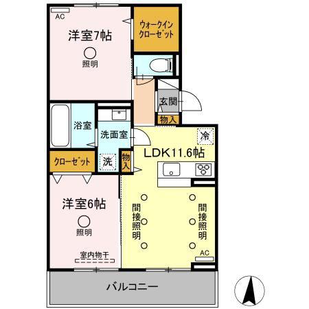 メゾン・ド・シュシュ(2LDK/2階)の間取り写真