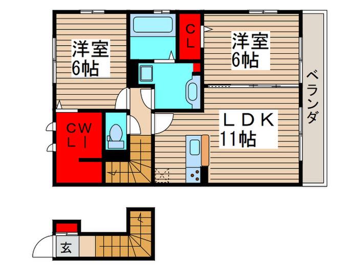 シエル エトワール A(2LDK/2階)の間取り写真