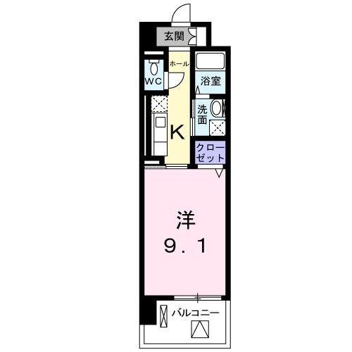 グランアルブル(1K/10階)の間取り写真