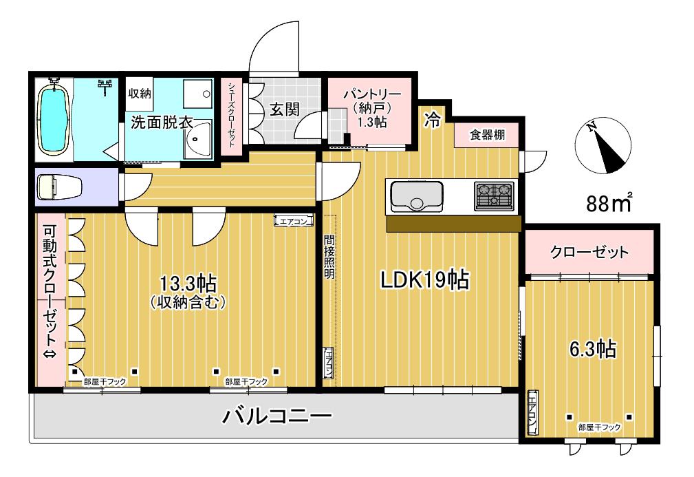 ルシェロ成城(3LDK/2階)の間取り写真