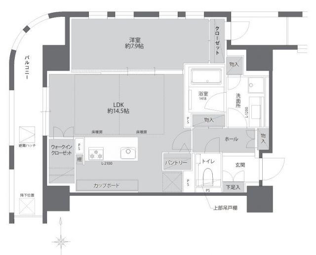 THE WEAVE MINAMI SEMBA(1LDK/2階)の間取り写真
