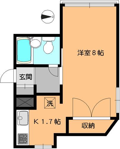 平ビル(ワンルーム/3階)の間取り写真