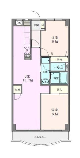 ボヌール秦野II(2LDK/1階)の間取り写真