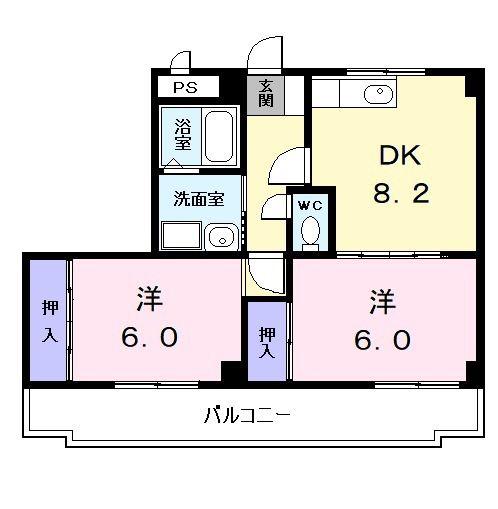西中コーポ(2DK/2階)の間取り写真