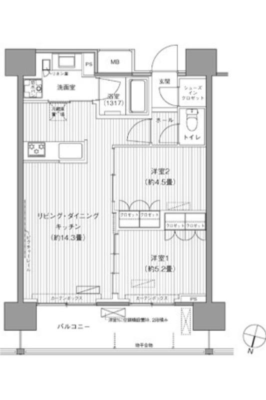 ヒューリックレジデンス千葉中央(2LDK/13階)の間取り写真