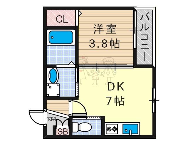 ロイヤルコートあびこ(1DK/2階)の間取り写真