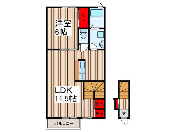コートブラン(1LDK/2階)の間取り写真