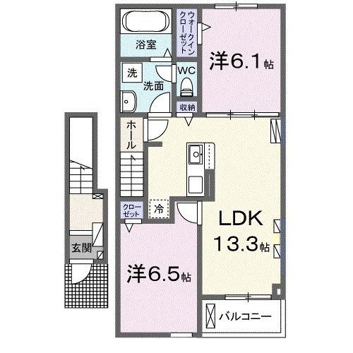 ラ・スペランツァVI(2LDK/2階)の間取り写真