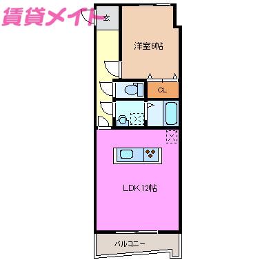 大安ヒルズ(1LDK/3階)の間取り写真