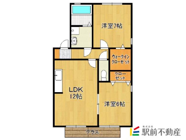 エスペランサ A棟(2LDK/1階)の間取り写真