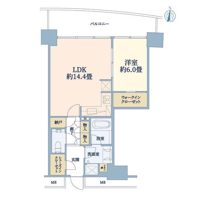 M.M.TOWERS FORESIS R棟(1LDK/25階)の間取り写真