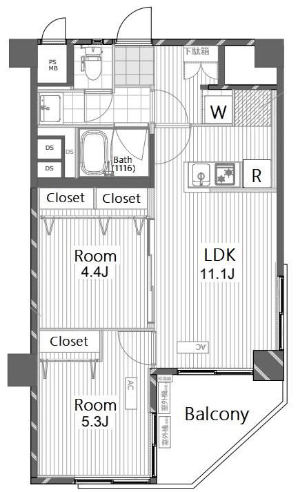ライオンズマンション南平台(1LDK/9階)の間取り写真