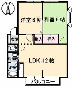 グリーンヒルズ太田 C棟(2LDK/2階)の間取り写真