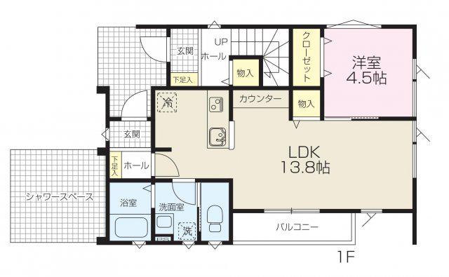 カイナル辻堂(1LDK/1階)の間取り写真