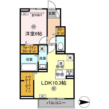 エトワリア(1LDK/1階)の間取り写真