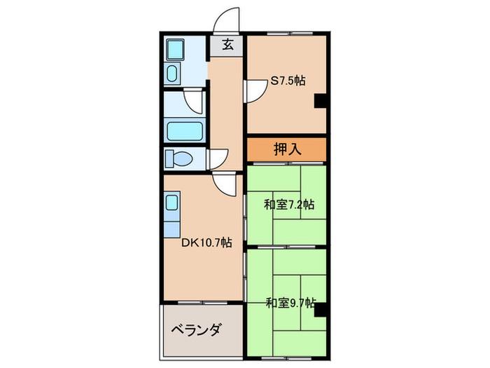 サンハイムフラワー(2SDK/5階)の間取り写真