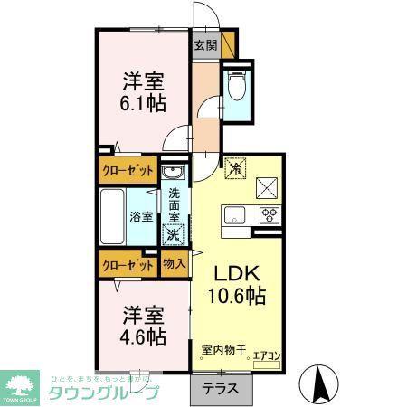 イースト・ヴィラ II(2LDK/1階)の間取り写真