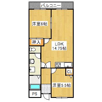 メゾンデール昆陽(2LDK/1階)の間取り写真