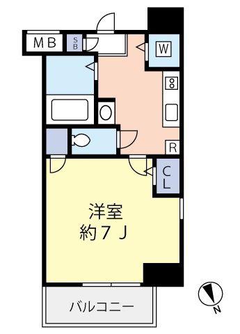 グランヴァン大井町II(1K/3階)の間取り写真